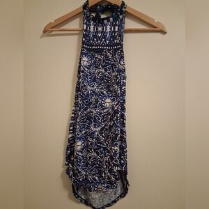 Free People Navy and White Patterned Top